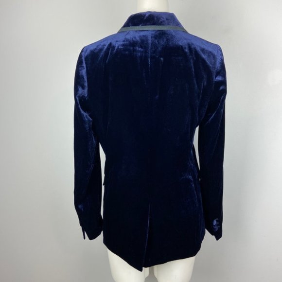 New J.crew Double Breasted Blue Velvet Blazer Size 2 small S - Picture 7 of 11